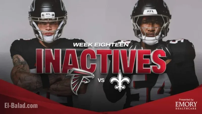 Atlanta Falcons Announce Week 18 Inactives Against New Orleans Saints