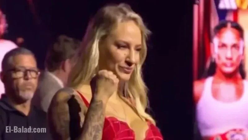 Ebanie Bridges Stuns Security with Bold Red Lingerie Weigh-in