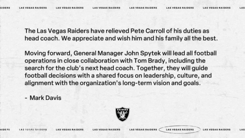 Raiders Dismiss Pete Carroll as Head Coach