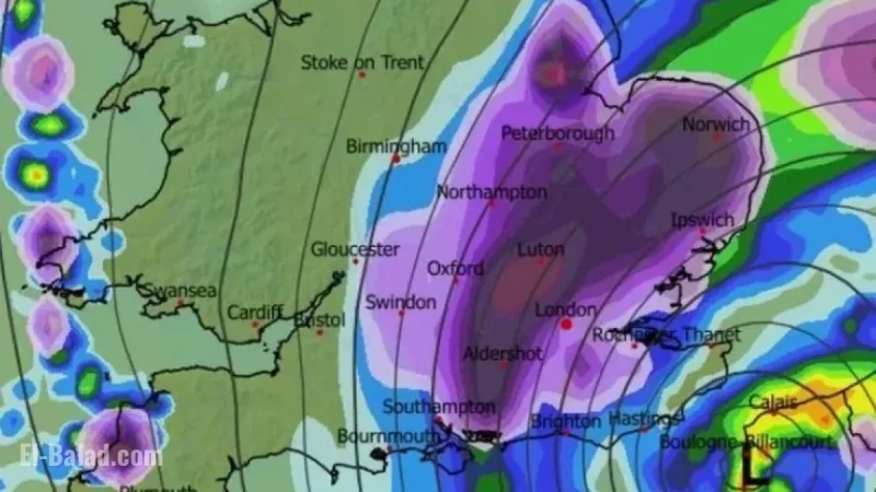 Huge Snowfront Approaches London, Dramatic Weather Map Reveals