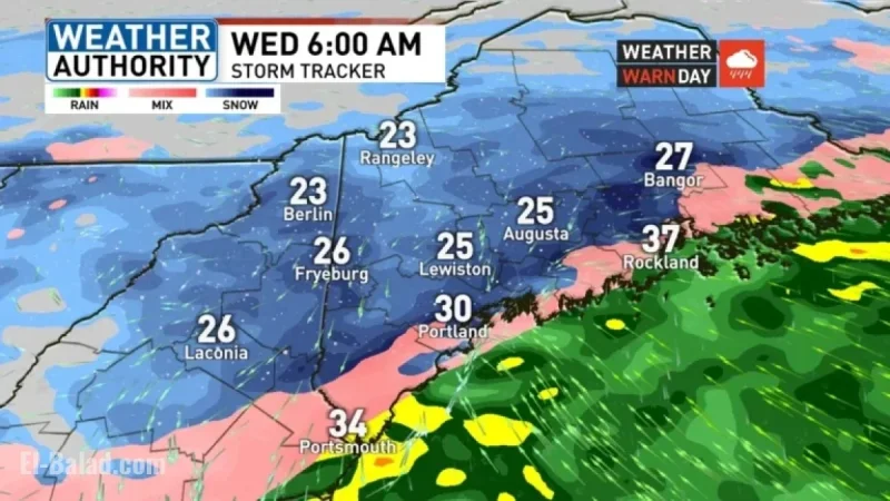 Snow and Freezing Rain Disrupt Maine Travel on Wednesday