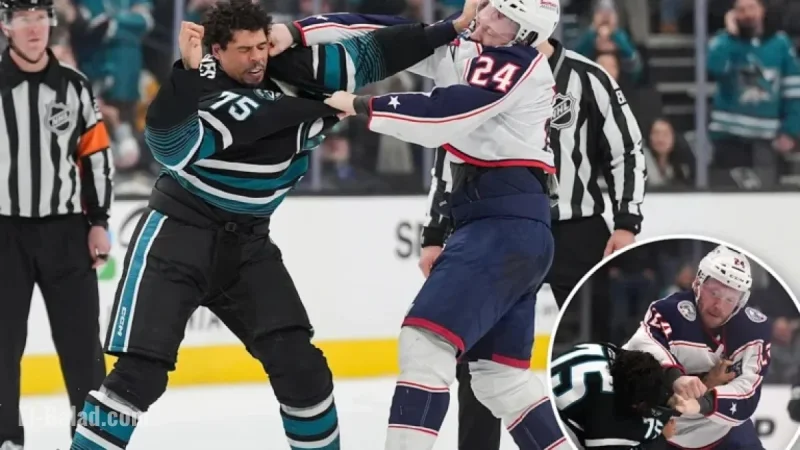 Sharks’ Reaves Toppled in Intense Bout with Blue Jackets’ Olivier