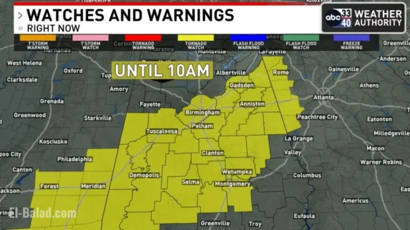 Central Alabama Faces Tornado Watch Alert