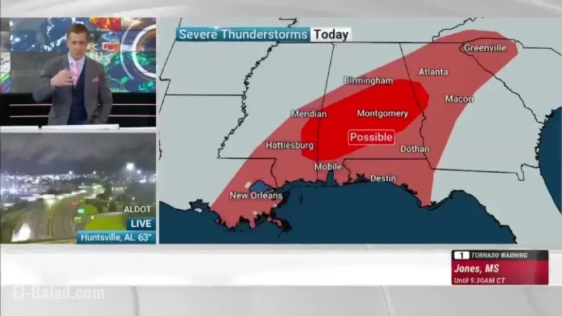Severe Storms Persist in Deep South