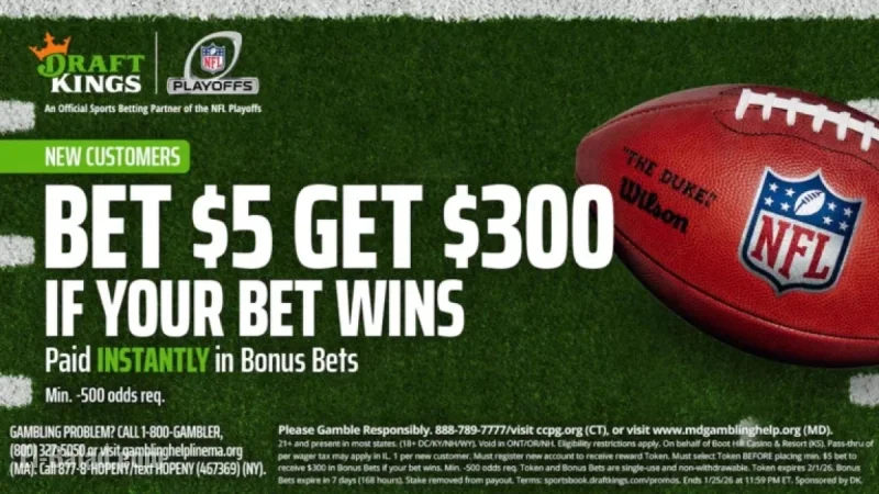 Enhanced $300 DraftKings Promo for NFL Wild Card Playoffs This Weekend