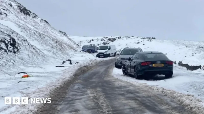 Abandoned Cars Block Winnats Pass in Peak District near Castleton