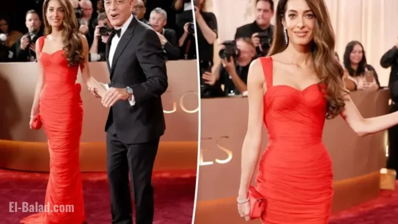 Amal Clooney Dazzles in Red on 2026 Golden Globes Red Carpet