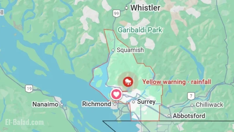Rainfall Warning Issued for Lower Mainland; South Coast Faces Flood Watch