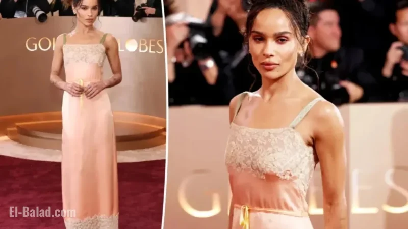 Zoë Kravitz Stuns in Lacy Nightgown Dress at Golden Globes