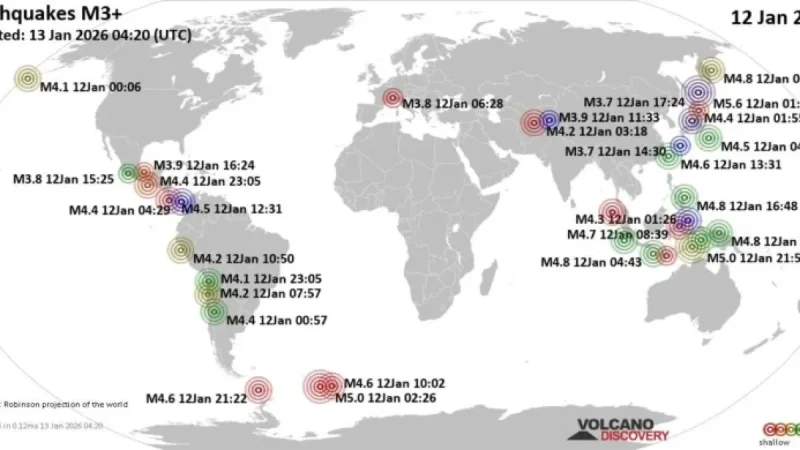 Global Earthquake Report: Monday, January 12, 2026