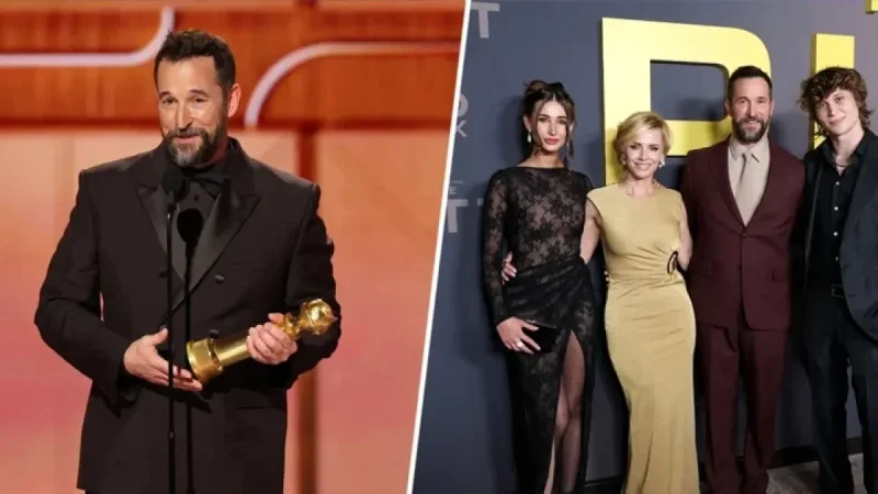 Noah Wyle Places Golden Globe Next to ‘Best Dad’ Trophy