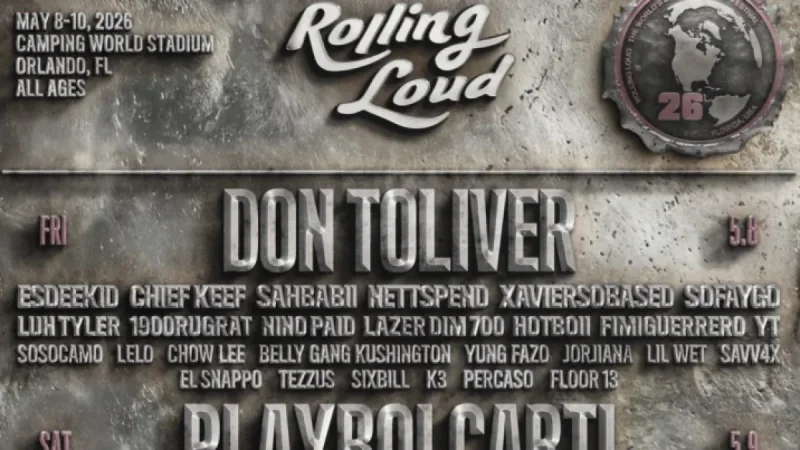 Rolling Loud 2026 US Lineup: Playboi Carti, Don Toliver, NBA YoungBoy & More