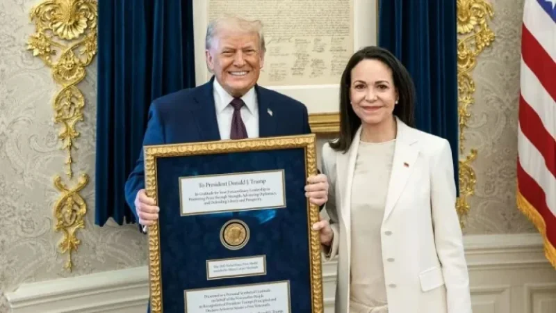 Venezuela’s Machado Gifts Trump Nobel Prize, Receives Swag Bag, No Support Promise
