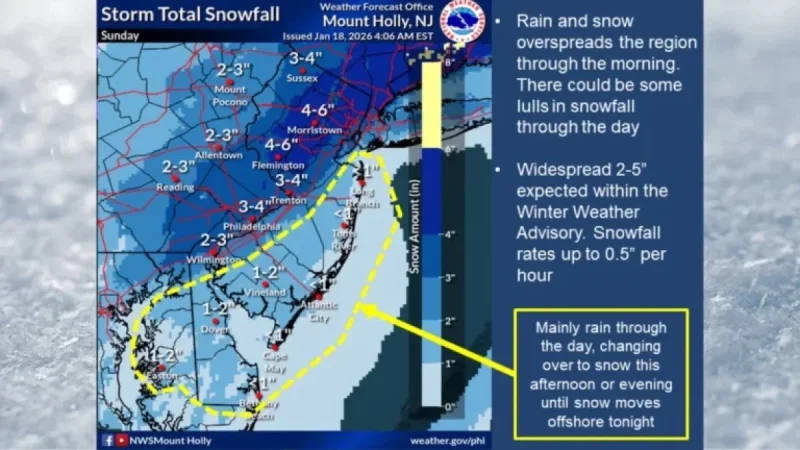 New Jersey Forecast: 2-5 Inches of Snow Expected from Weekend Storm