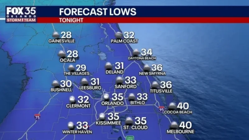 Orlando Forecast: Cold Front Brings Rain Sunday, Freezing Threat Monday
