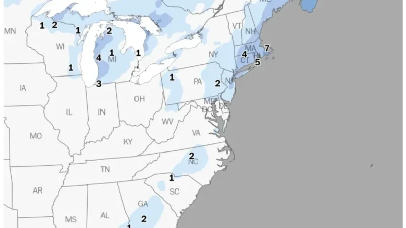 Snowfall Predicted Across East Coast, Reaching Southern Regions