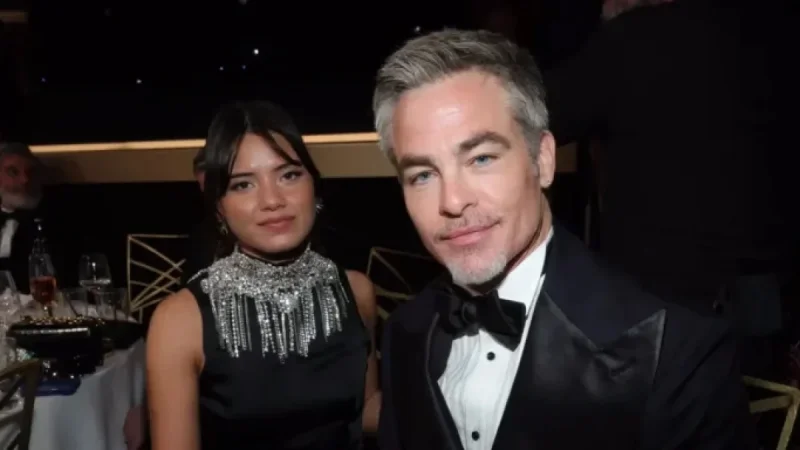 Chris Pine and Keana Sky Wenger Shine on Rare Golden Globes Date Night