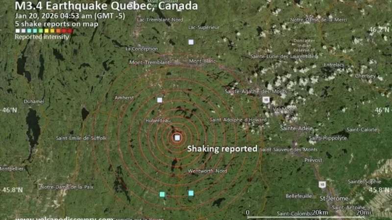 Possible Earthquake Detected Near Sainte-Agathe-des-Monts, Quebec