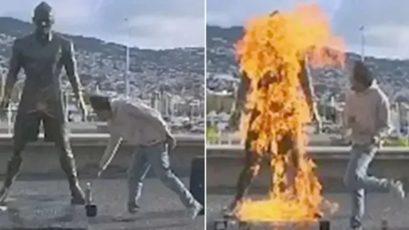 Man Sets Fire to Cristiano Ronaldo Statue in Portugal