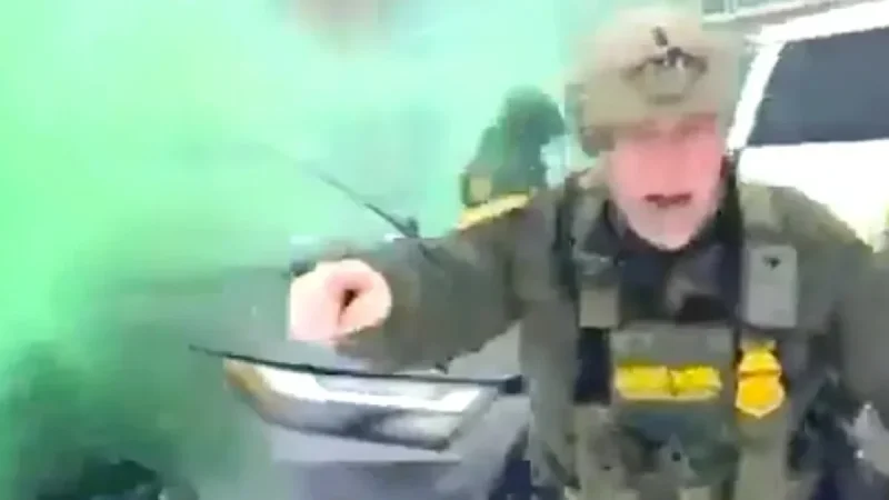 Trump Ally Bovino Accidentally Hits Himself with Smoke Bomb