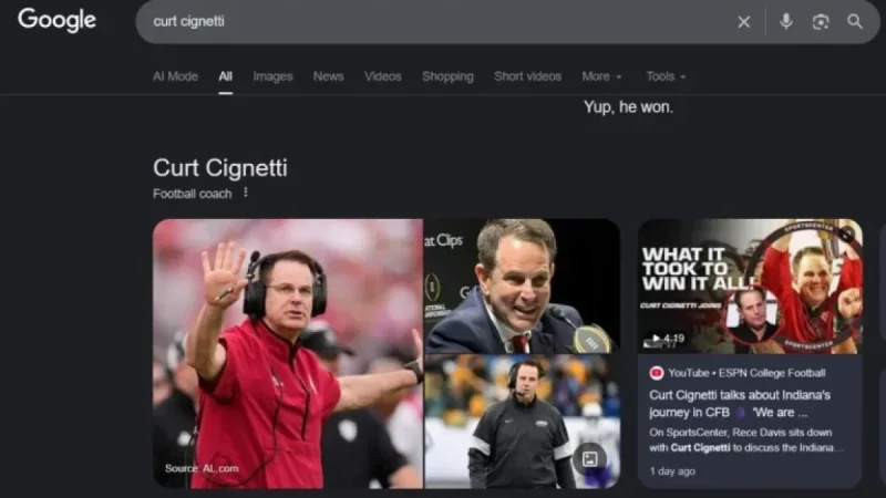 Google Confirms Curt Cignetti’s Two-Year-Old Winning Promise