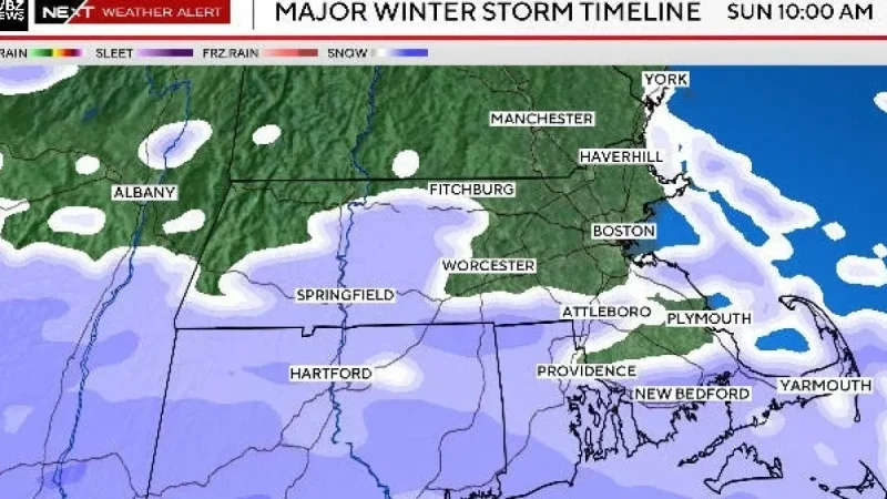 Massachusetts Snowstorm Forecast: Start and End Times This Weekend
