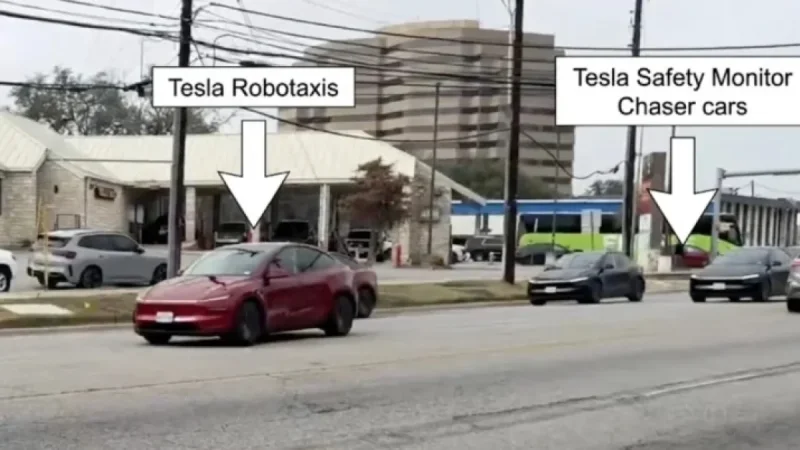 Tesla Relocates Robotaxi ‘Safety Monitor’ to Trailing Vehicle