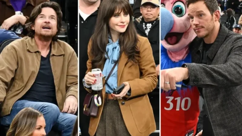 Stars Chris Pratt, Jason Bateman, Zooey Deschanel Attend Lakers-Clippers Game