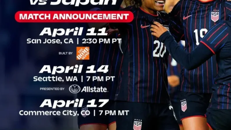 U.S. Women’s Team to Battle Japan at NWSL Venues in April