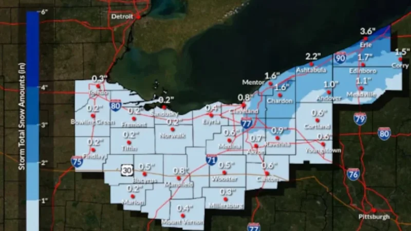 Arctic Front Hits Greater Cleveland with Snow Squalls, Subzero Wind Chills