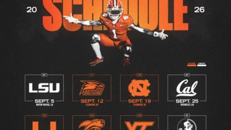 Clemson Reveals 2026 Football Schedule on Official Athletics Site