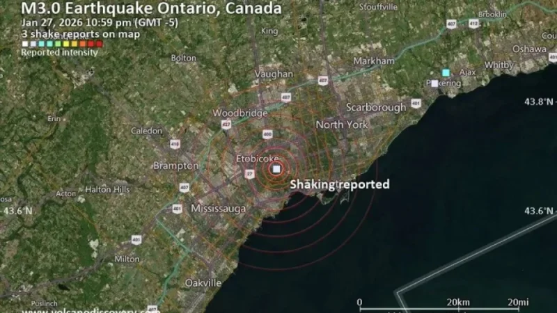 Possible Earthquake Detected Near Toronto, Ontario: Seismic Event Recorded