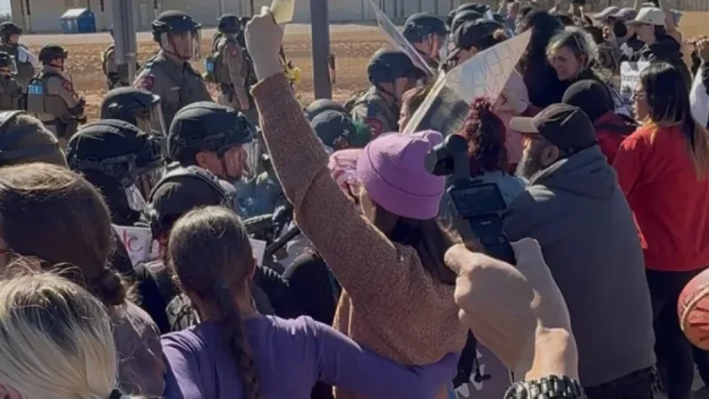 DPS Troopers Confront Protesters at Dilley ICE Detention Facility