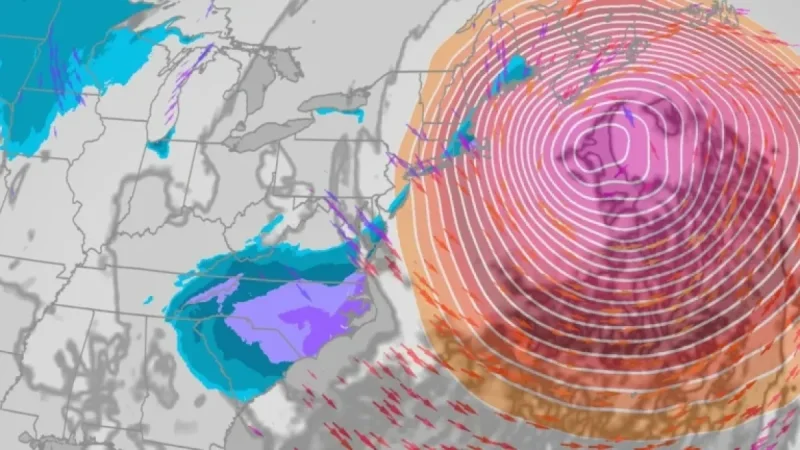 Nor’easter to Slam Carolinas, Virginia, and Coastal New England with Heavy Snow