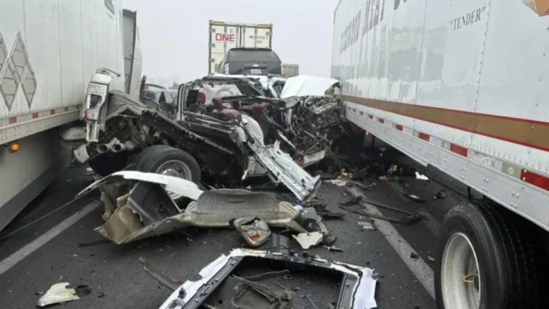Highway 99 Reopens in Tulare County After 59-Vehicle Pileup