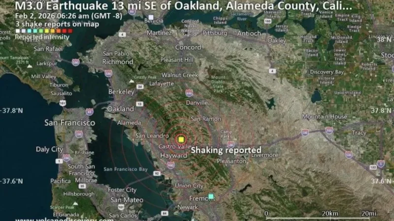 Possible Earthquake Shakes Near Oakland, California Moments Ago