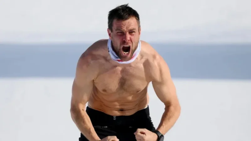 Olympics: Benjamin Karl Celebrates Snowboard Gold with Snowy Nude Cheer