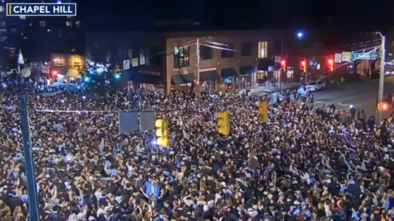 UNC Fans Celebrate on Franklin Street After Trimble’s Clutch 3-Pointer Beats Duke