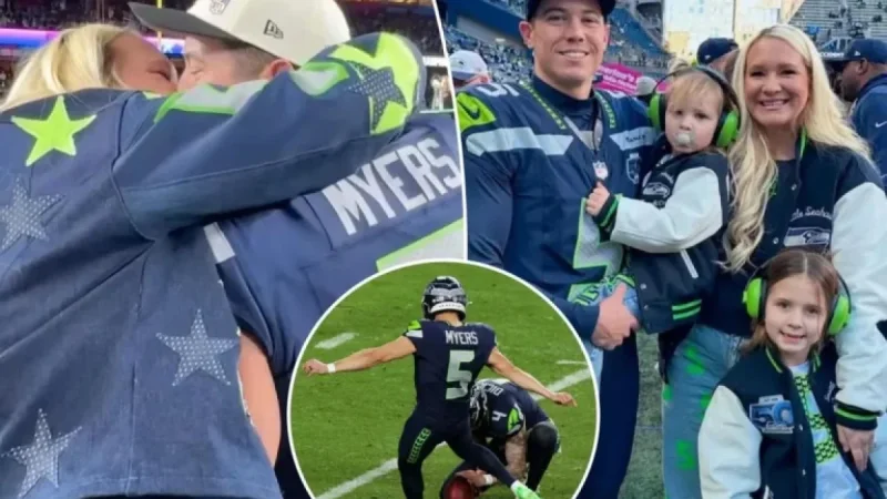 Seahawks Kicker Jason Myers Celebrates Victory with Wife After Super Bowl Effort