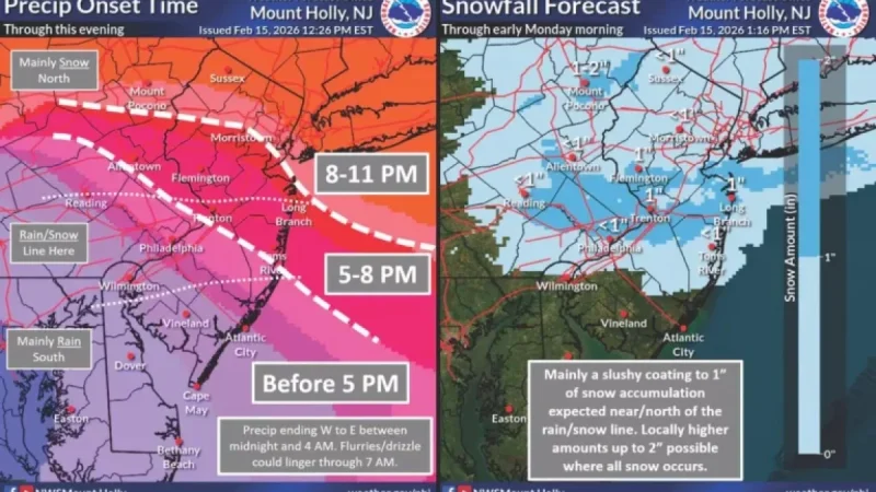 Lehigh Valley Forecast: Expect Up to 1 Inch of Snow Tonight