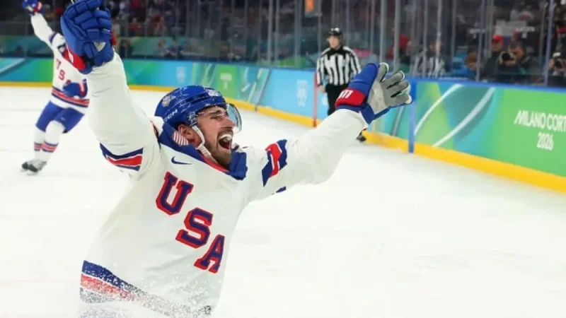 Dylan Larkin Scores First in USA vs. Slovakia 2026 Olympics Semifinal