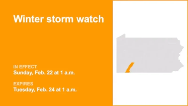Winter Storm Alert for Westmoreland and Fayette Ridges: Sunday to Tuesday