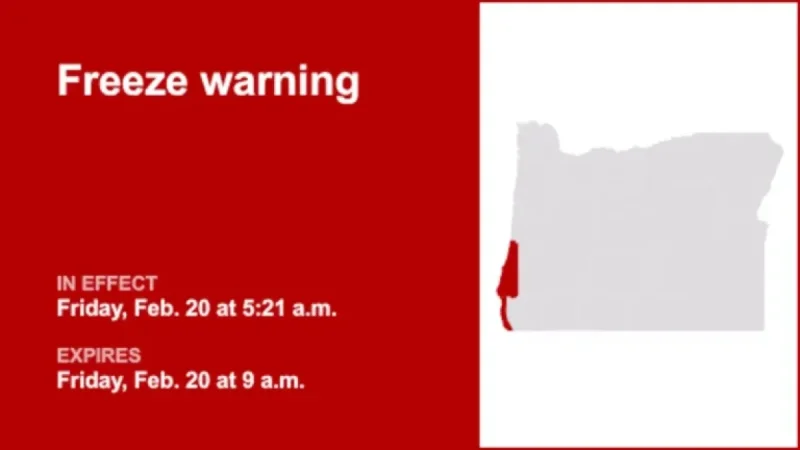 Freeze Warning Issued for South Central Oregon and Curry Coasts Friday