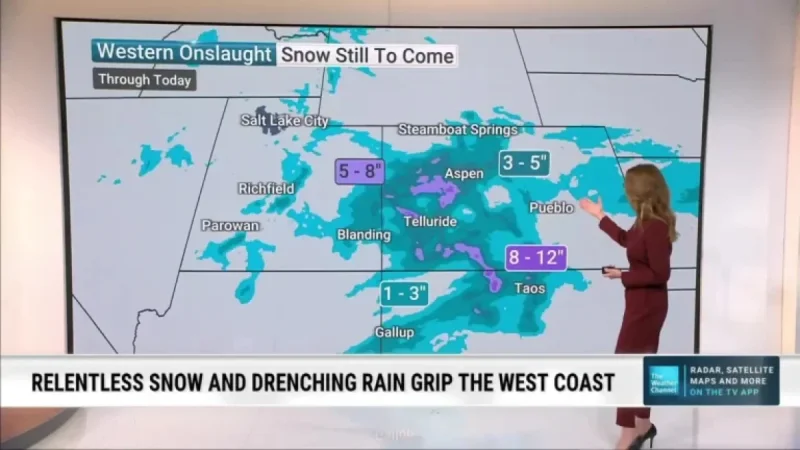 Snow Persists in Rockies as California Enjoys Reprieve