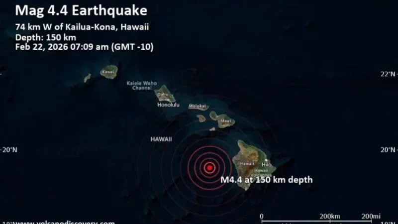 Magnitude 4.4 Earthquake Strikes 46 Miles West of Kailua-Kona, Hawaii