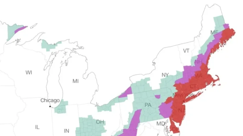 Maps and Charts Detail February 2026 Bomb Cyclone Path