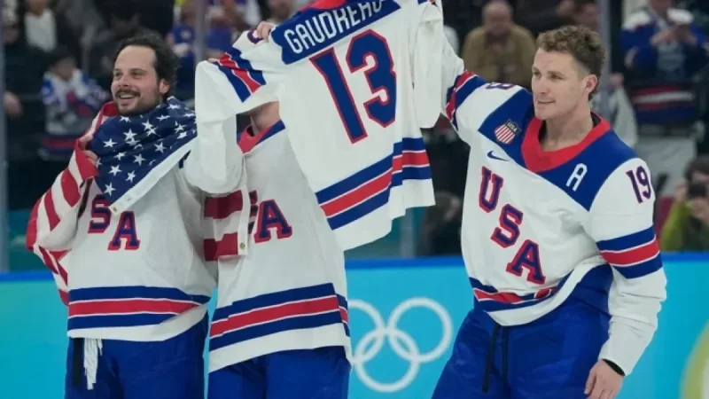 U.S. Men’s Hockey Celebrates Gaudreau After Gold Victory Against Canada