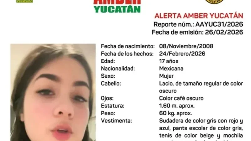 Amber Alert Activated for Missing Teen María Fernanda Gómez Palma in Yucatán