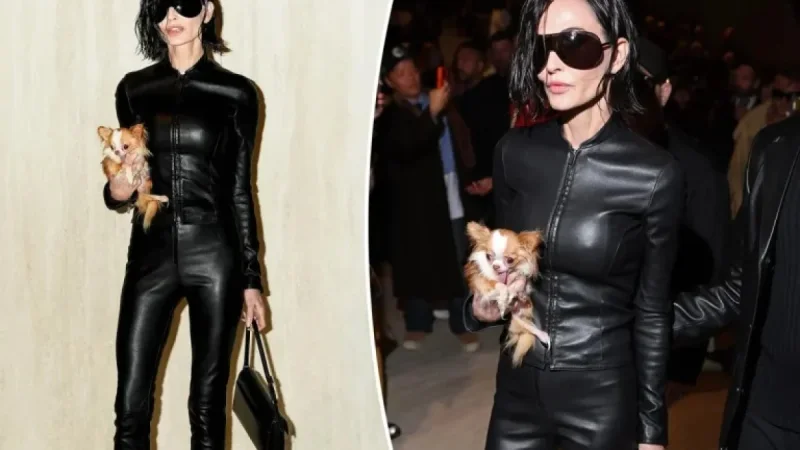 Demi Moore Stuns with Bold Bob and All-Leather Outfit at Gucci Show
