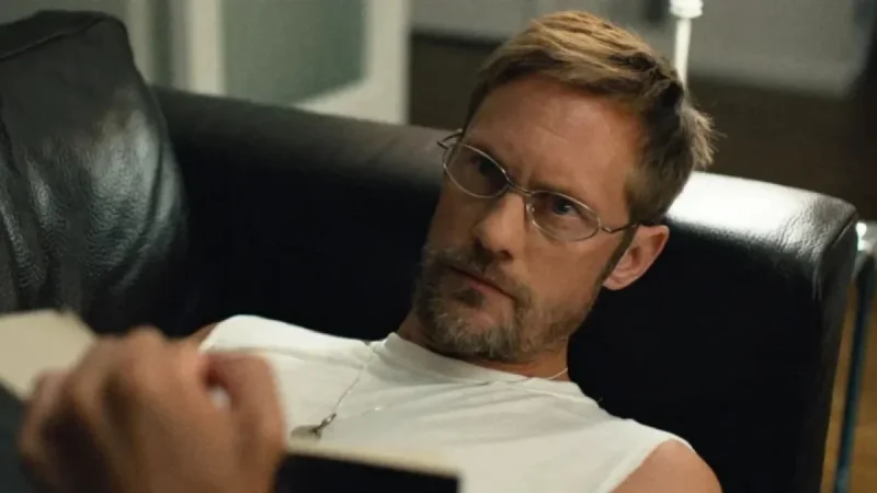 Alexander Skarsgård Shines with Chic Glasses in Pillion